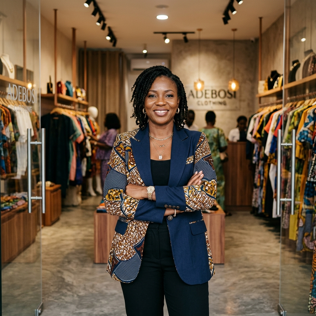Founder organizing boutique store