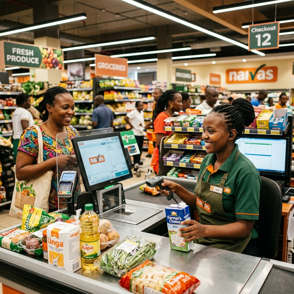 Merchant in retail store